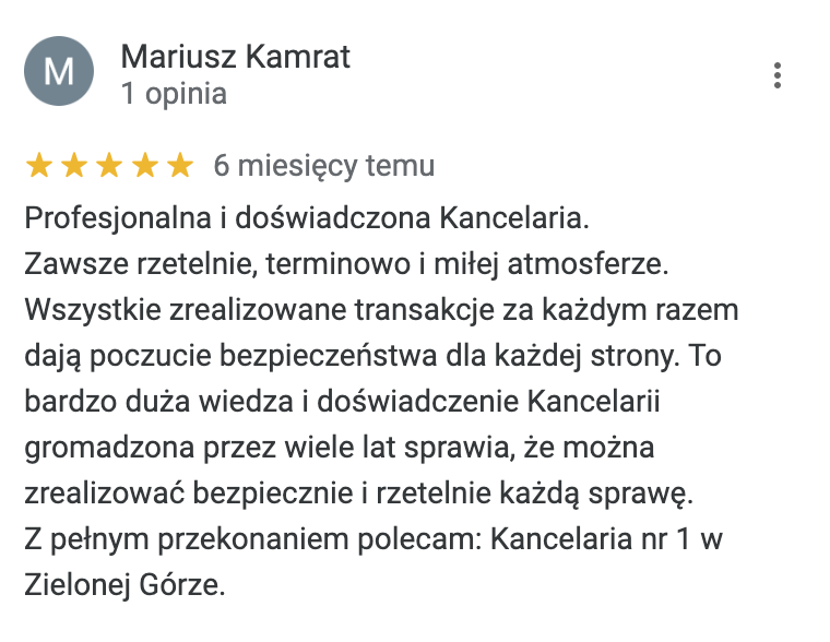 Opinia o kancelarii notarialnej w Zielonej Górze