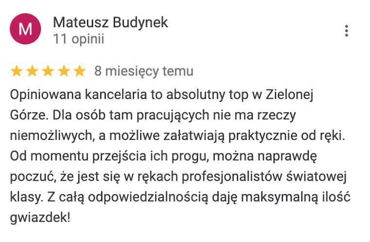 Opinia o kancelarii notarialnej w Zielonej Górze